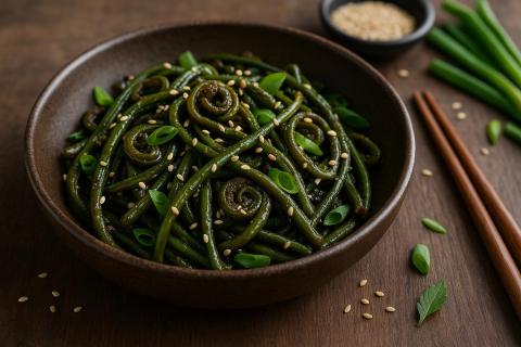 Папоротник по-корейски: летний салат с соевым соусом и чесноком