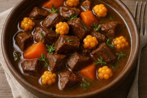 Говядина с морошкой и пряностями — традиционный рецепт из Карелии и Архангельской области