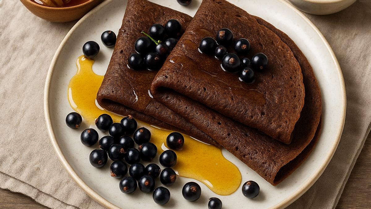 Черёмуховые блины с мёдом и смородиной