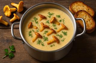 Сливочный суп из лисичек готовят на основе северных традиций