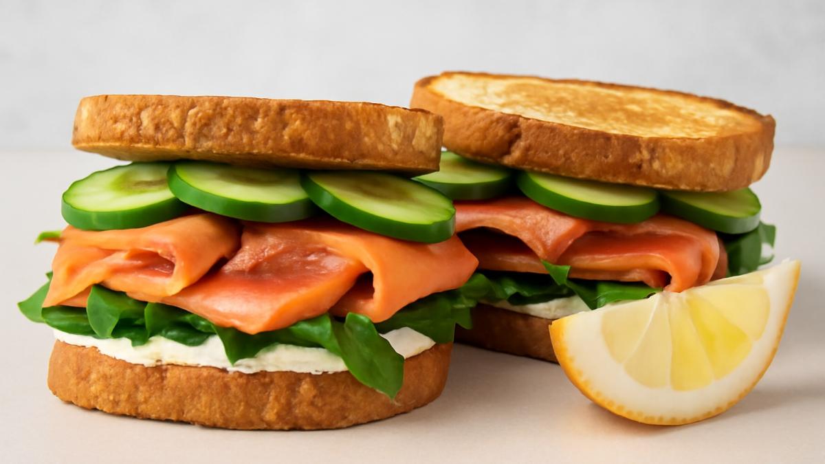 Сэндвич с лососем и огурцами Сэндвич с лососем и огурцами