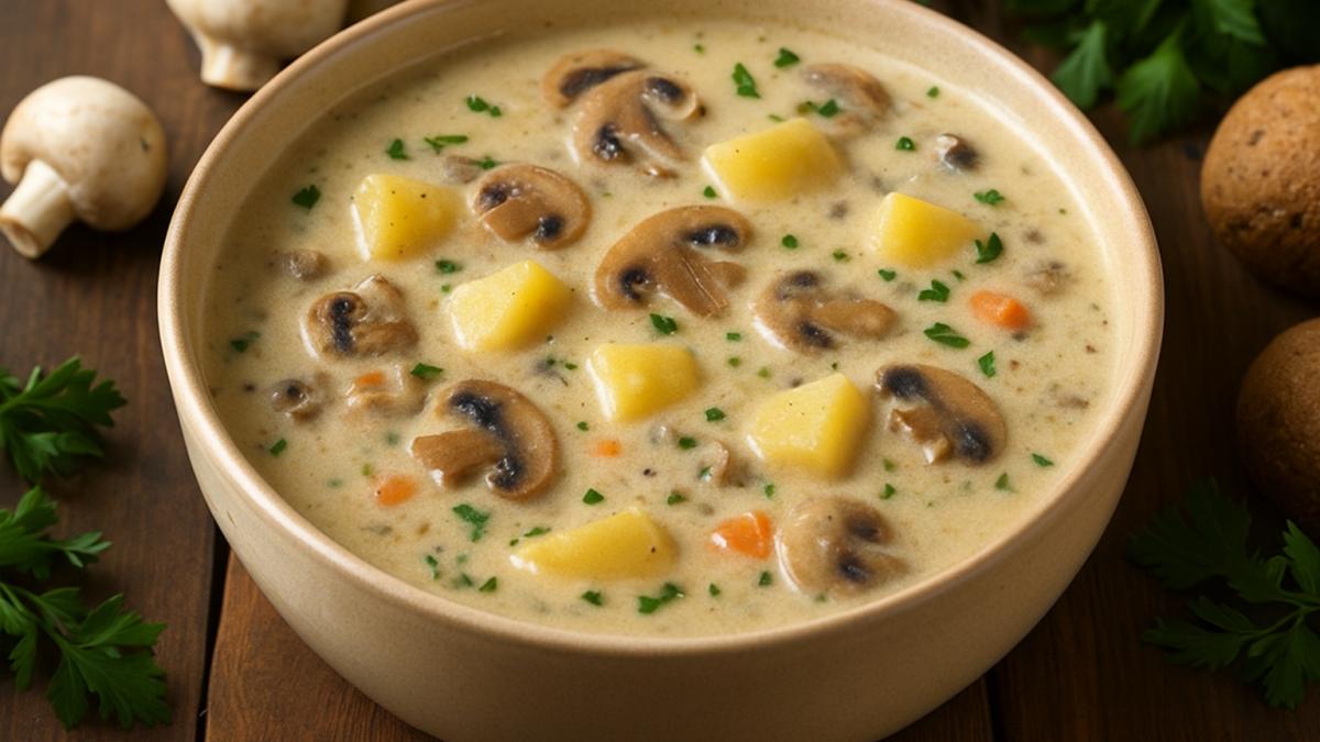 Картофельный суп с грибами и сливками Картофельный суп с грибами и сливками