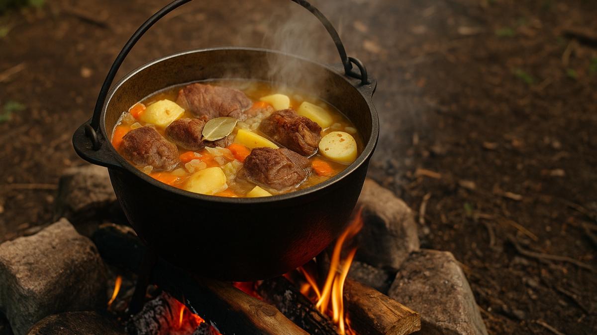 Жаркое из дикого мяса на костре Жаркое из дикого мяса на костре