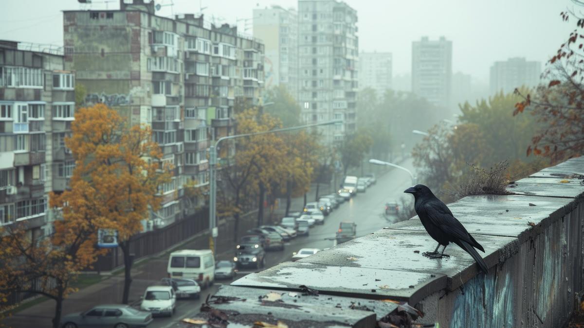 Ворона под дождём