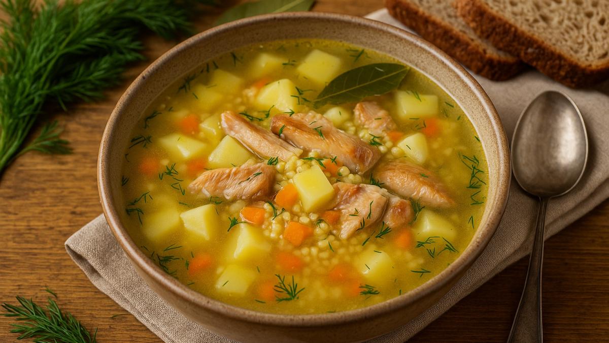 Суп с пшеном и копчёной рыбой