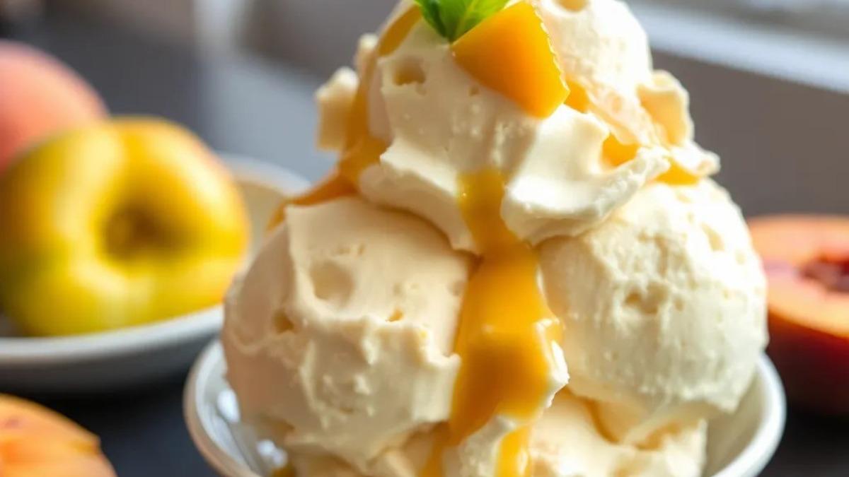 творожное мороженое с персиком