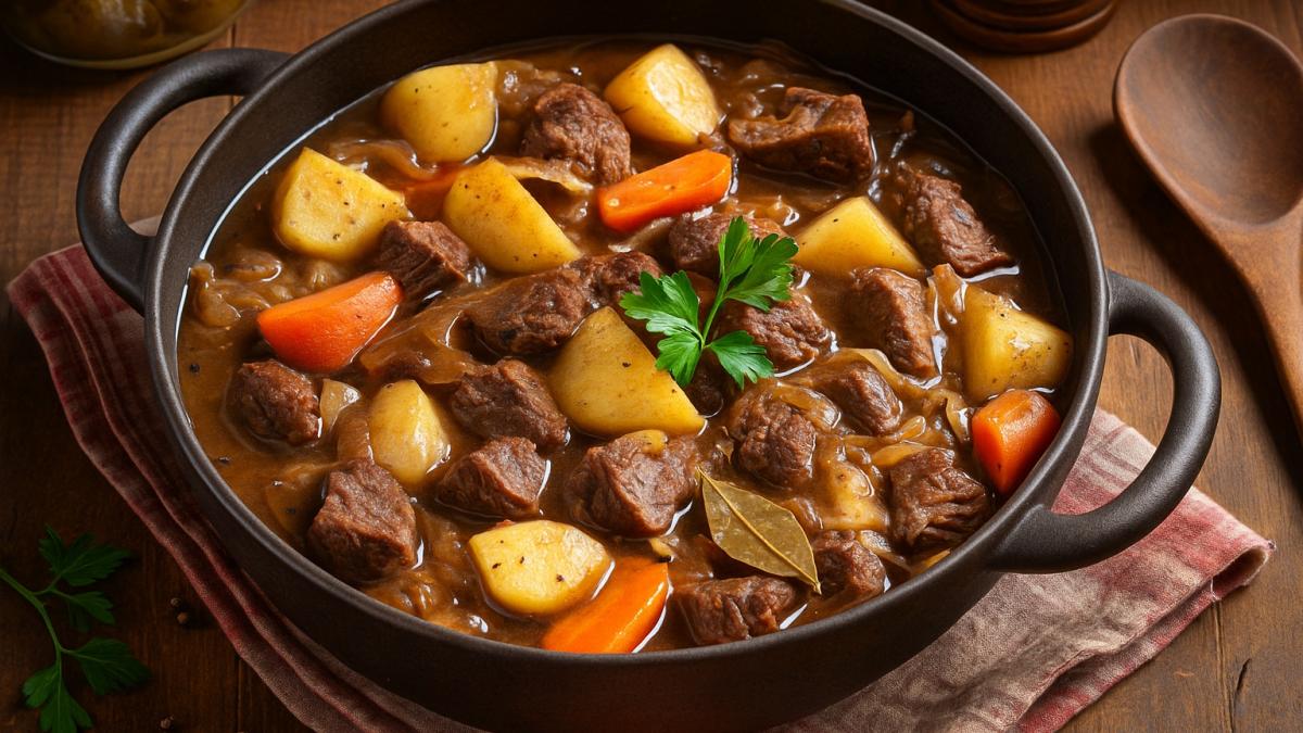 Жаркое из оленины с картофелем и луком