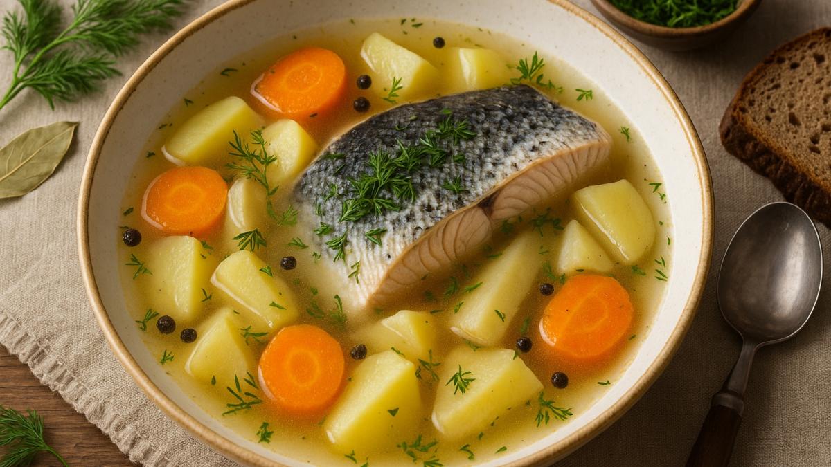 Суп из тайменя с кореньями