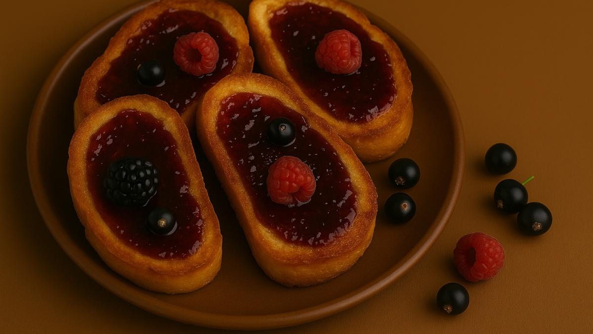 Быстрые гренки с ягодным джемом