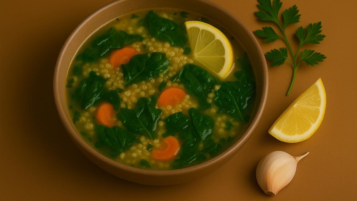 Суп с киноа и шпинатом