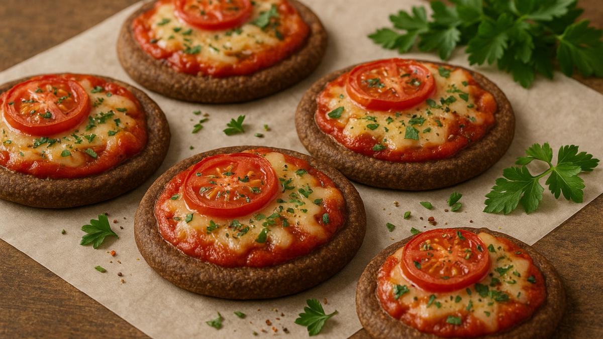 Мини-пиццы на ржаной основе с сыром и томатами