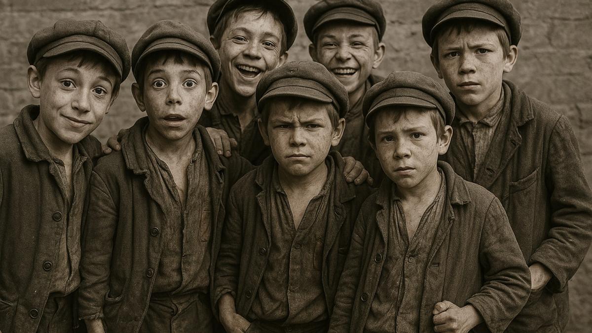 Беспризорные мальчишки в обносках