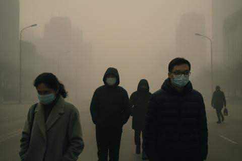 Загрязнённый город в смоге