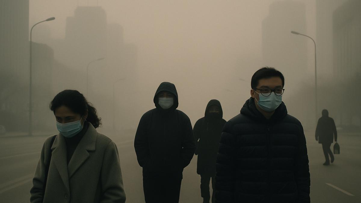 Загрязнённый город в смоге