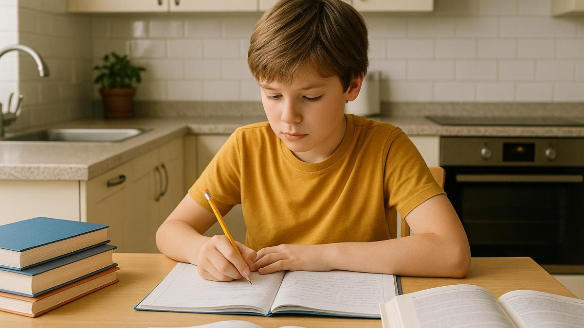 школьник за уроками