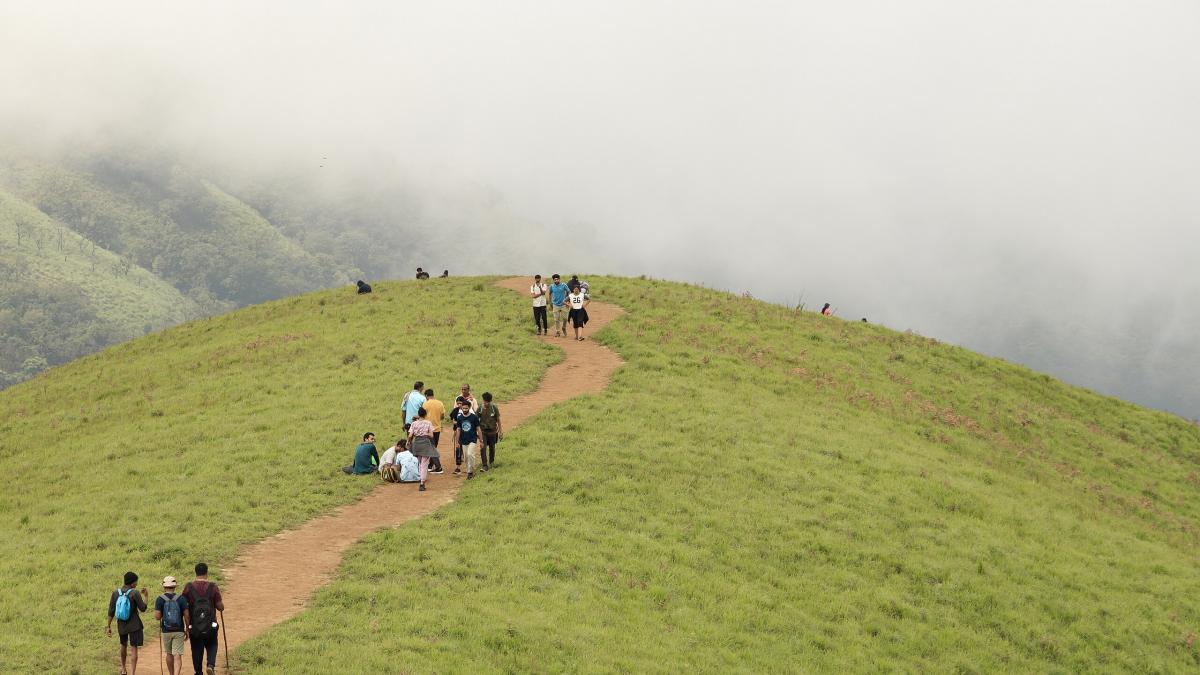Trekking trail of Netravati peak from the summit Trekking trail of Netravati peak from the summit
