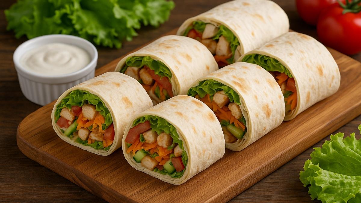 Лаваш с курицей и овощами