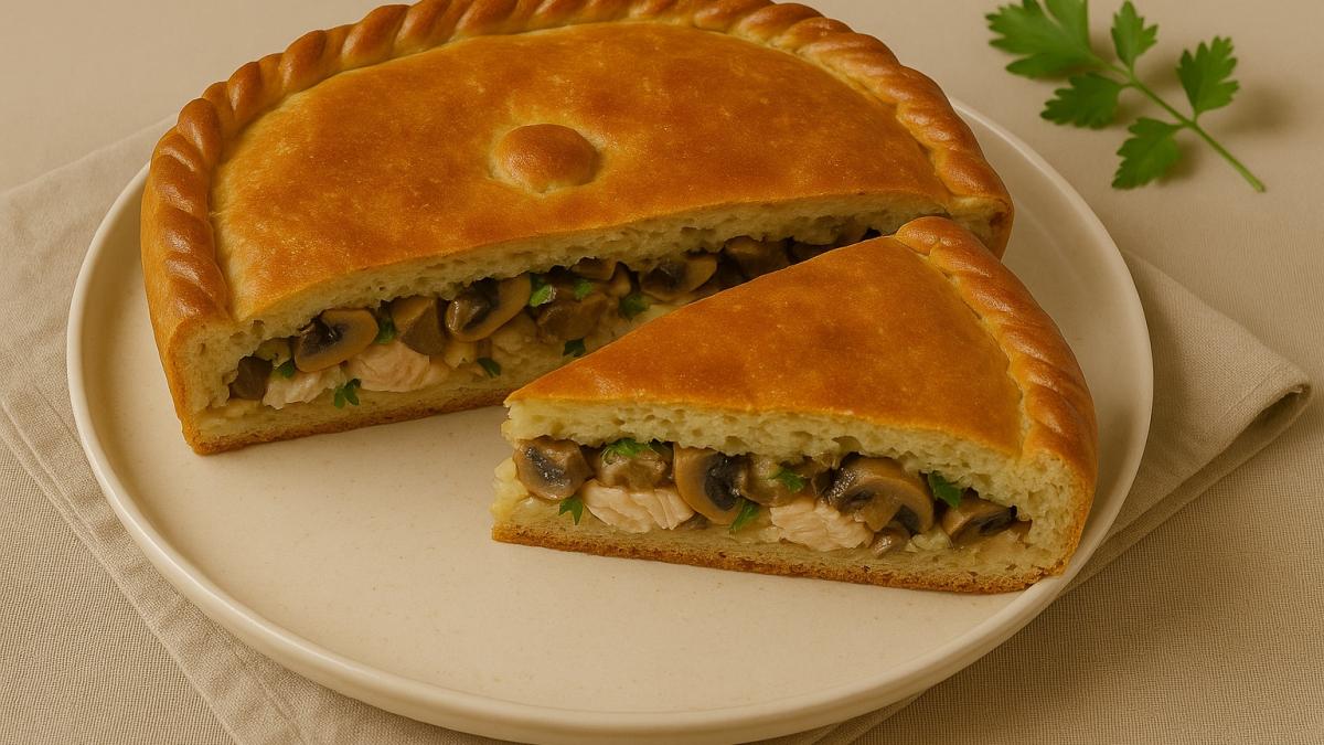 Пирог с рыбой и грибами по-поморски