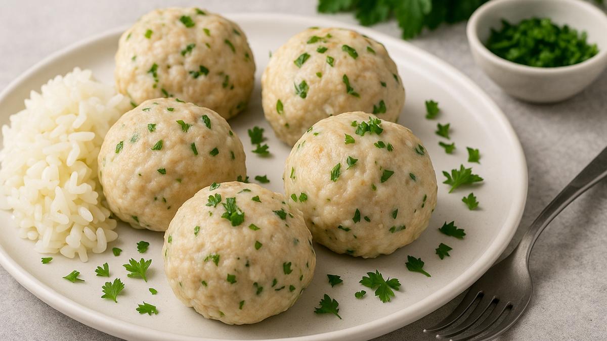 Паровые тефтели из индейки с рисом