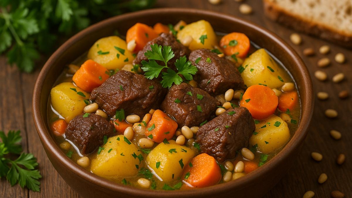 Жаркое из оленины с кедровыми орехами