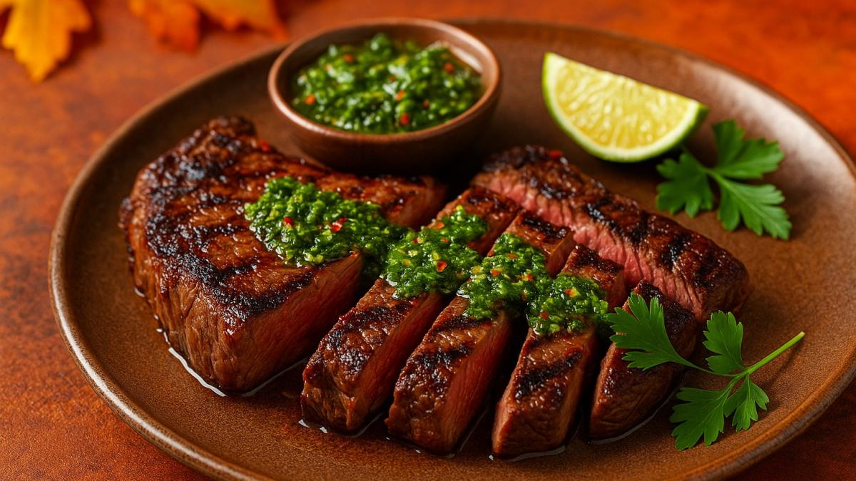 Стейк с соусом чимичурри Стейк с соусом чимичурри