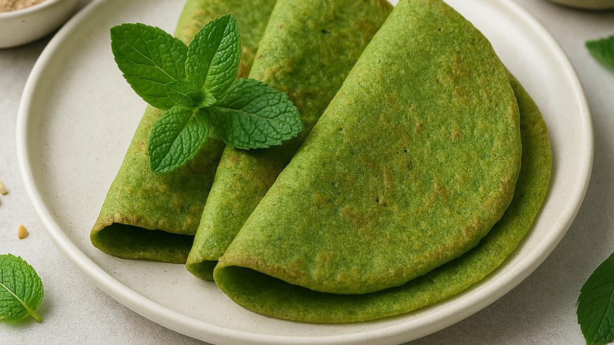 Льняные блинчики с зелёной гречкой и мятой Льняные блинчики с зелёной гречкой и мятой
