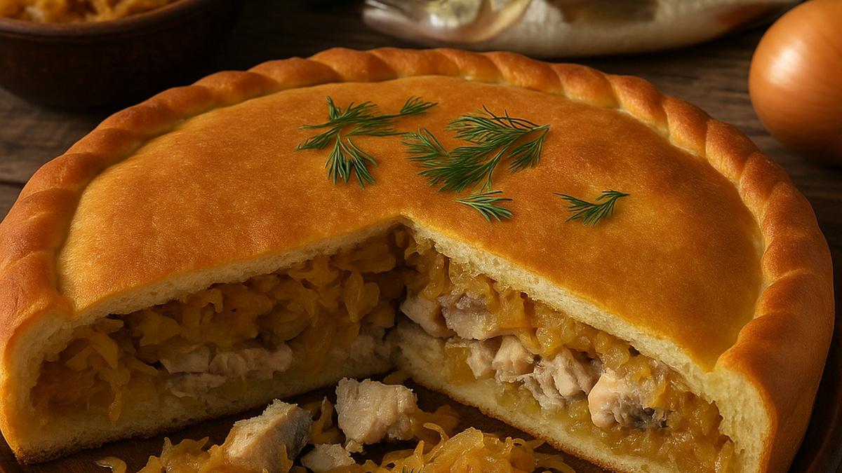 Пирог с квашеной капустой и речной рыбой Пирог с квашеной капустой и речной рыбой