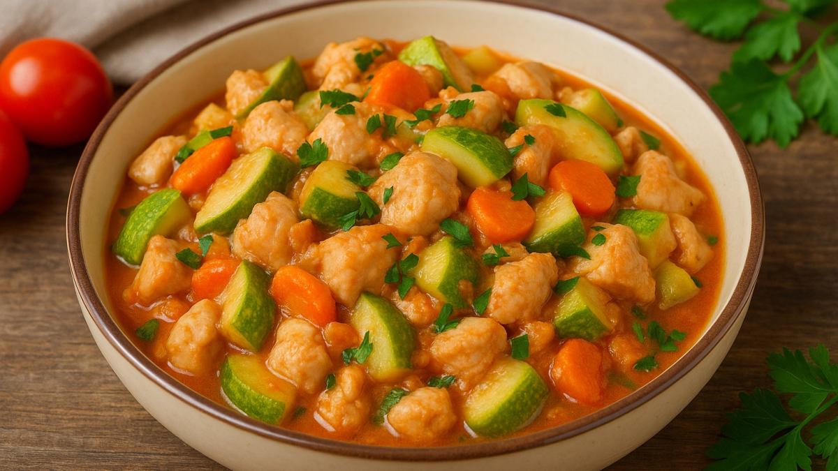 Тушёные кабачки с курицей Тушёные кабачки с курицей