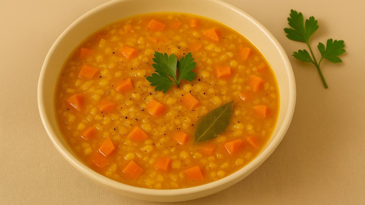 Суп из чечевицы, моркови и лука