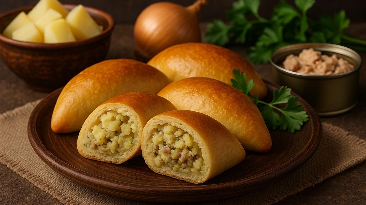 Пирожки с печенью трески и картофелем