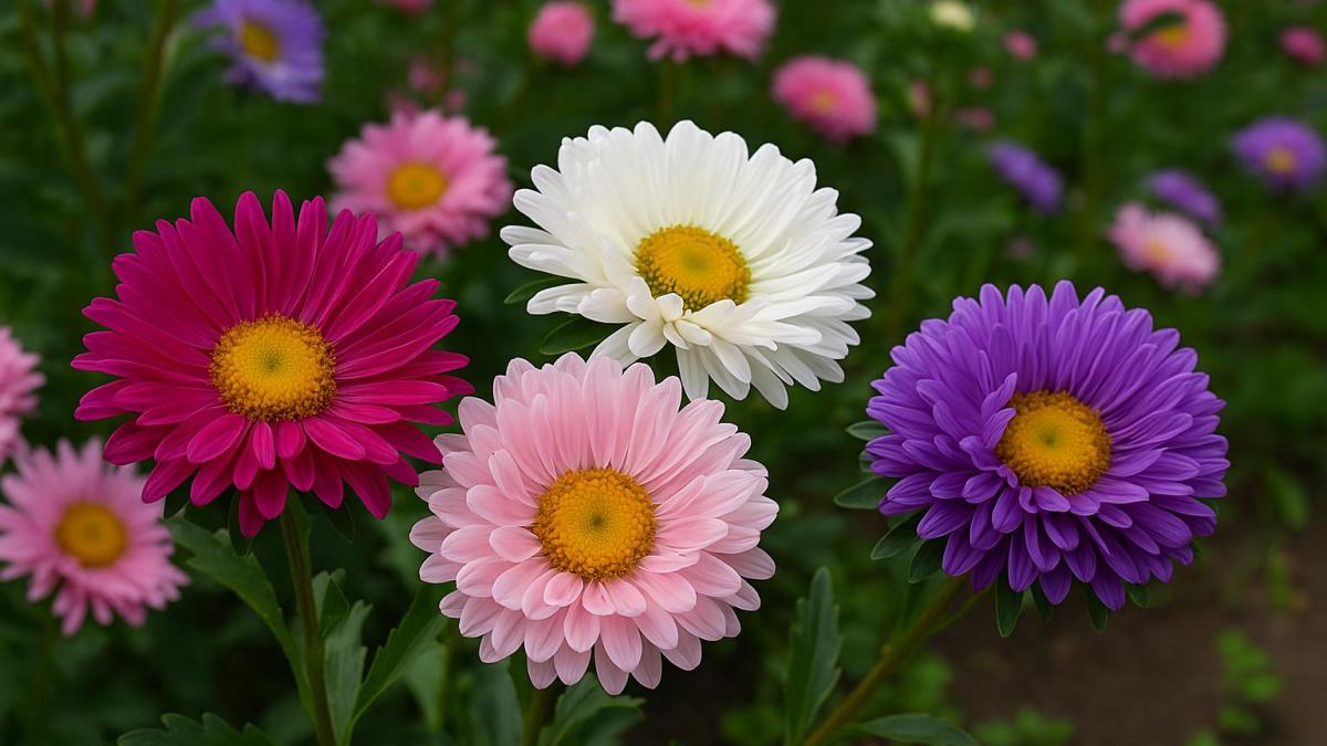 Астры в саду