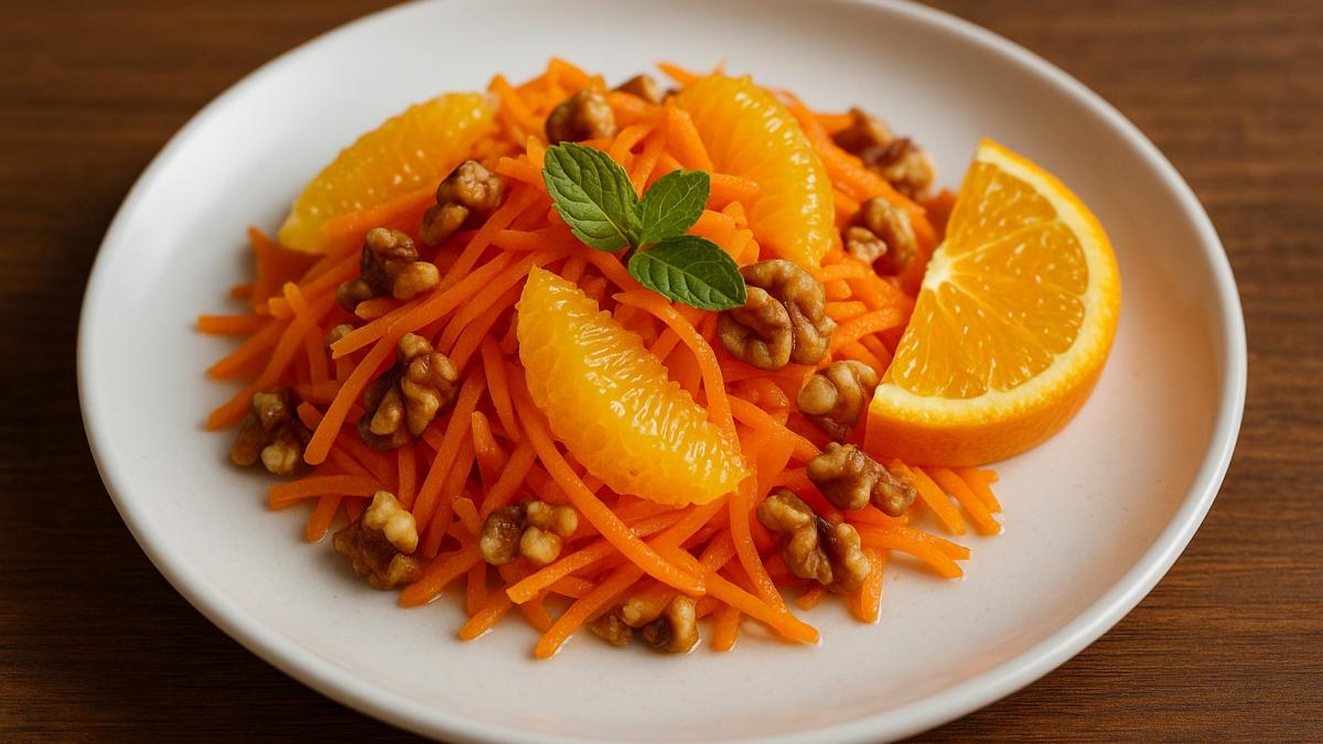 Салат с морковью, апельсином и грецкими орехами Салат с морковью, апельсином и грецкими орехами