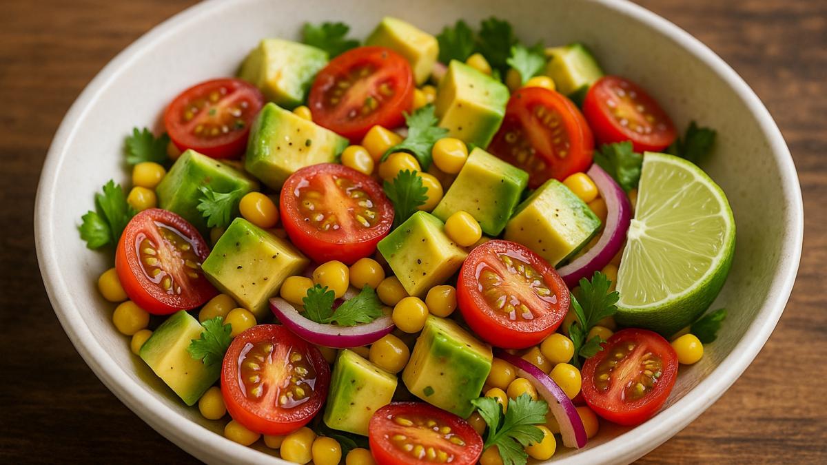 Салат с авокадо, кукурузой и лаймом Салат с авокадо, кукурузой и лаймом