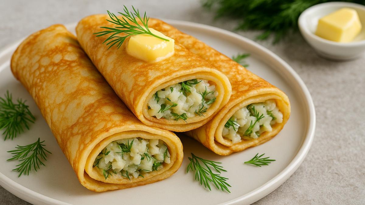 Блинчики с начинкой из щуки и укропа Блинчики с начинкой из щуки и укропа