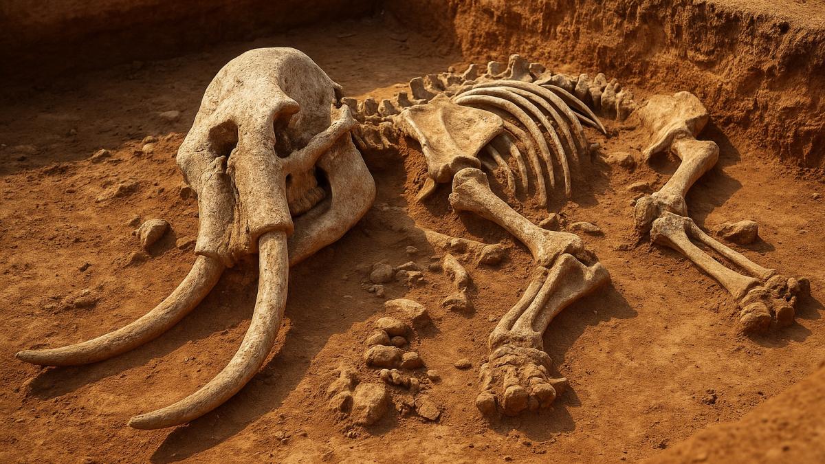 Скелет древнего слона