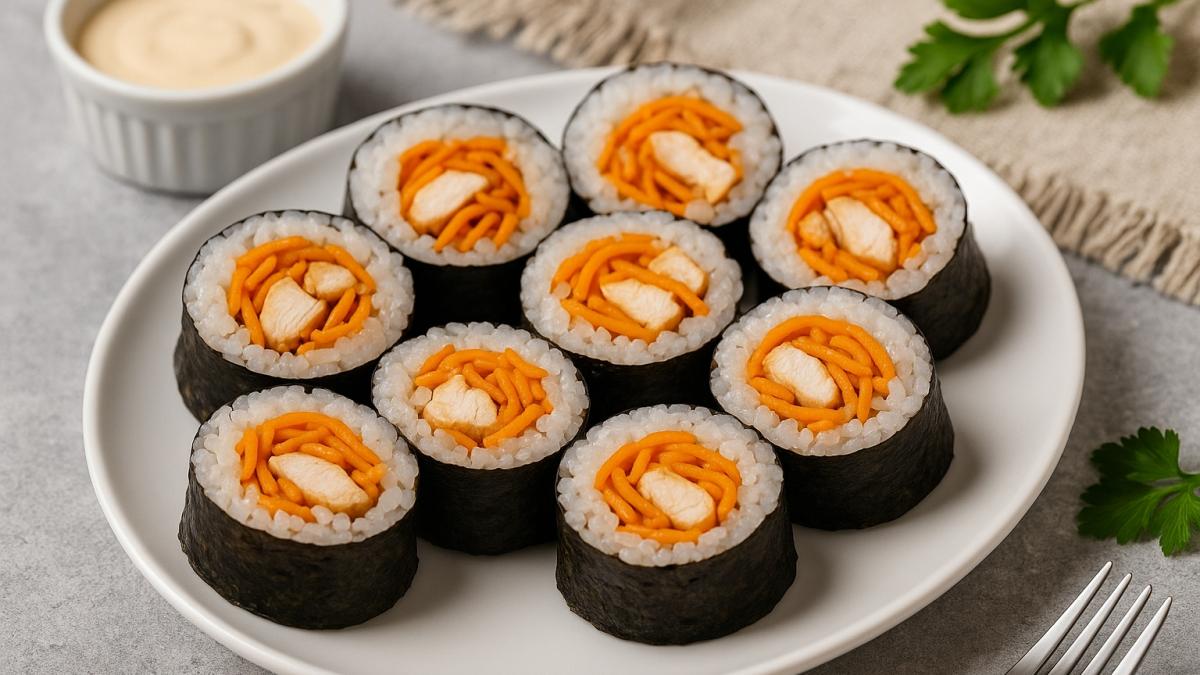 Роллы с курицей и морковью по-корейски Роллы с курицей и морковью по-корейски