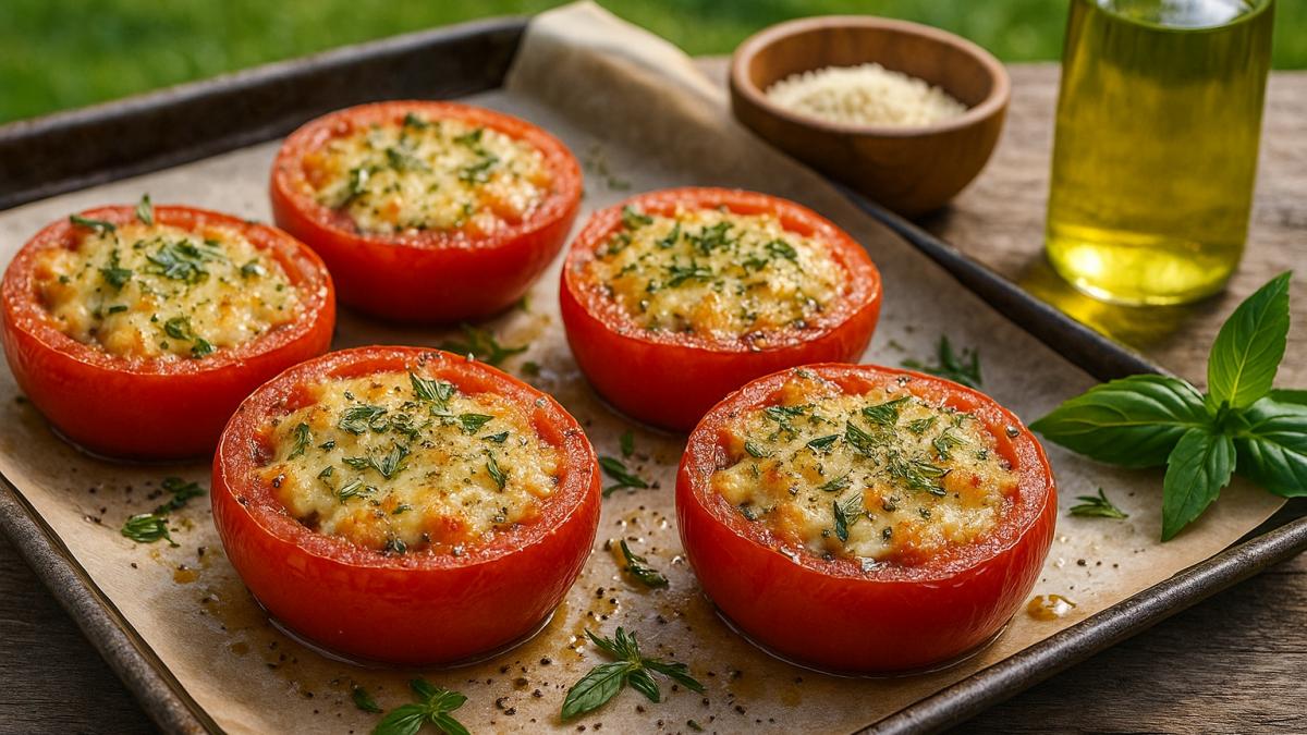 Запечённые томаты с сыром и травами Запечённые томаты с сыром и травами