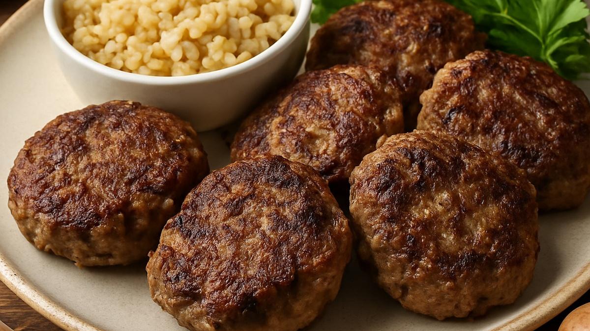 Котлеты из говядины с овсяной крупой и грибами