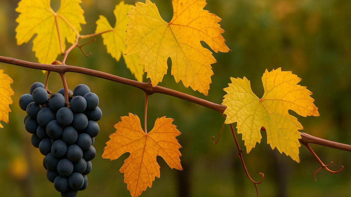 Ветвь винограда осенью