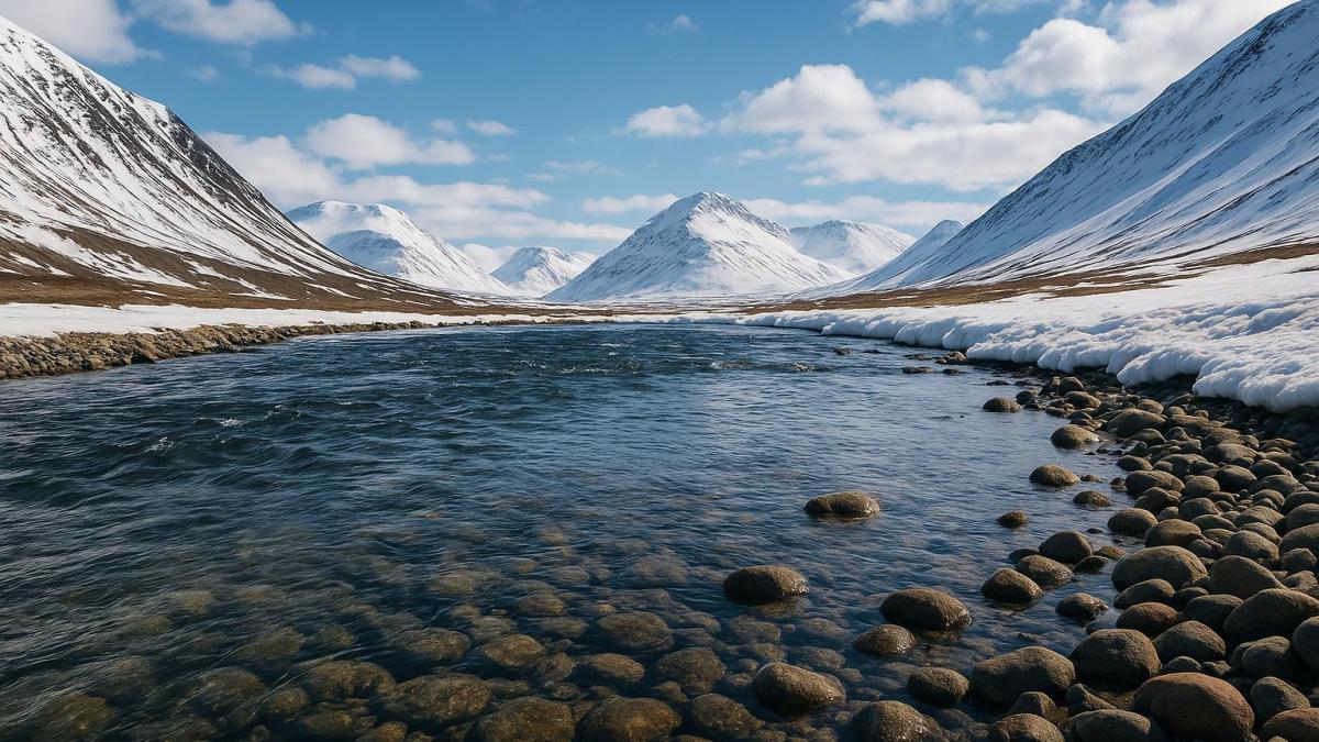 Арктическая река и горы Арктическая река и горы