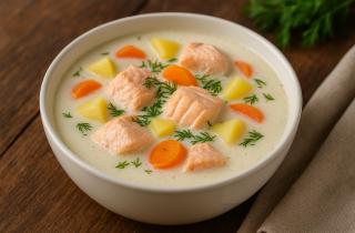 Ресторанный вкус за 30 минут — сливочный суп из лосося, который влюбляет с первой ложки