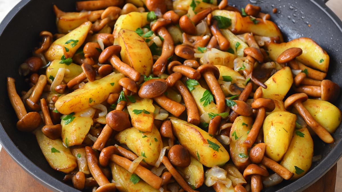 Жареные опята с картошкой и луком Жареные опята с картошкой и луком