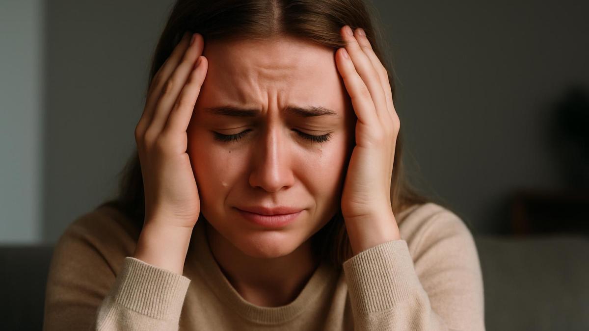 Девушка с болью и усталостью Девушка с болью и усталостью