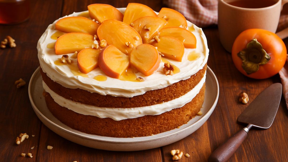 Торт с хурмой и сливочным кремом Торт с хурмой и сливочным кремом