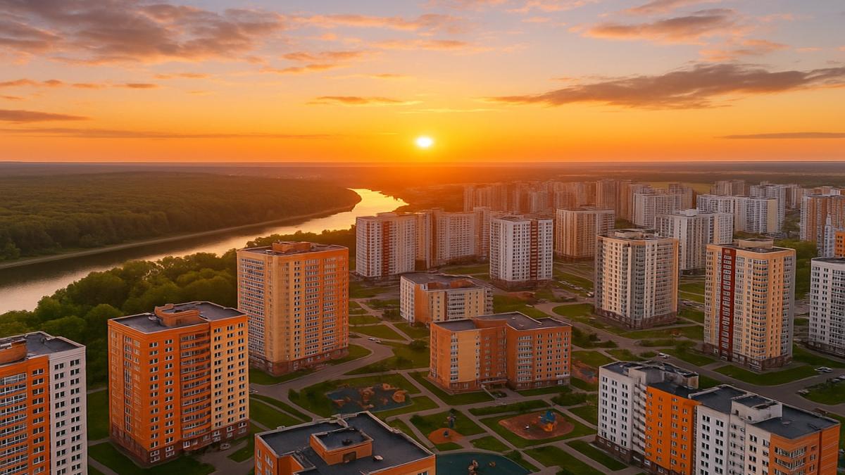 Подмосковные новостройки на закате
