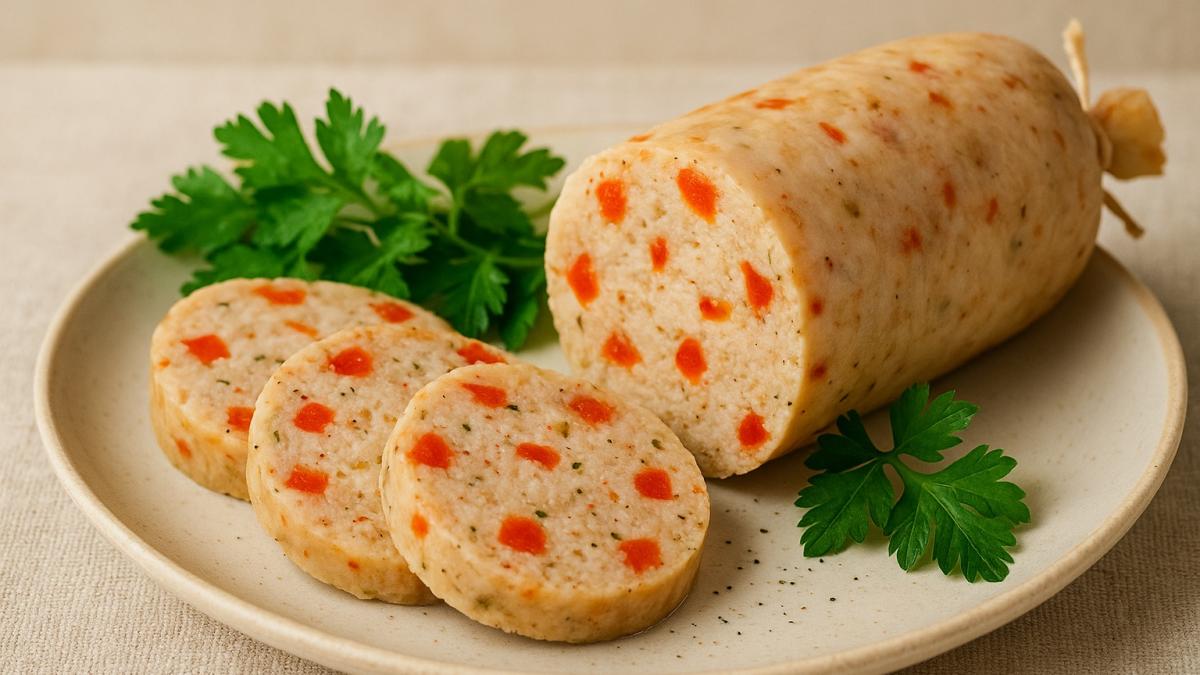 Колбаса из индейки с болгарским перцем