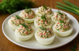 Яблоки добавляют в начинку фаршированных яиц — Готовим вкусно