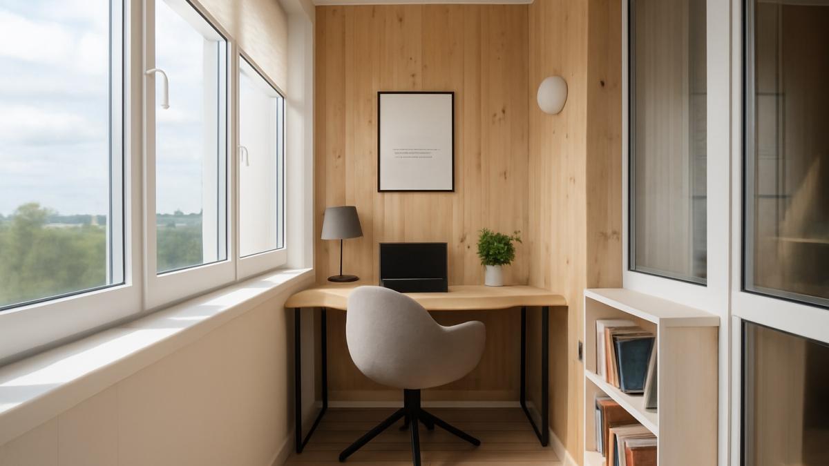 Кабинет на балконе с панорамными окнами