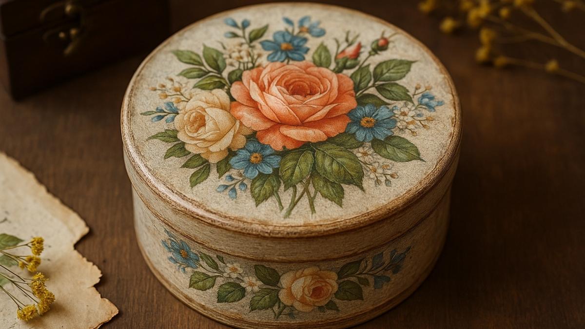 Декупаж шкатулки с розами