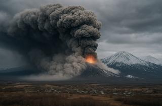 Пепел из вулкана Безымянный достиг Усть-Камчатска — МЧС
